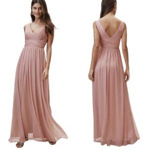 Anthropologie x BHLDN Kia V Neck Bodice Bridal Bridesmaid Blush Dress Size Large